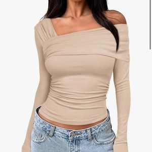 Off Shoulder Long Sleeve Top Ruched